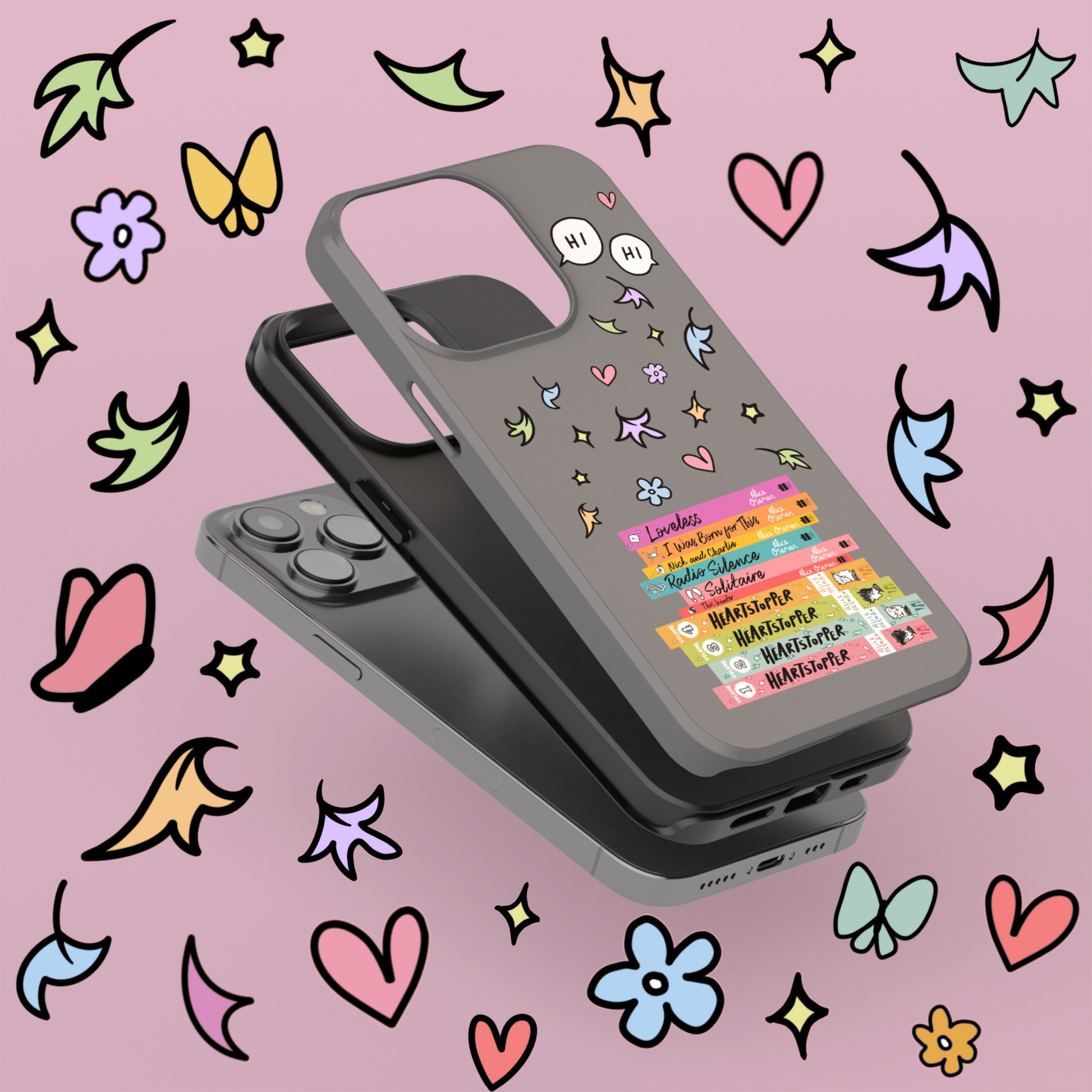 Heartstopper Book Stack Tough Phone Case Lexy Clare Authentic Heartstopper Book Stack Tough Phone Case Lexy Clare Authentic