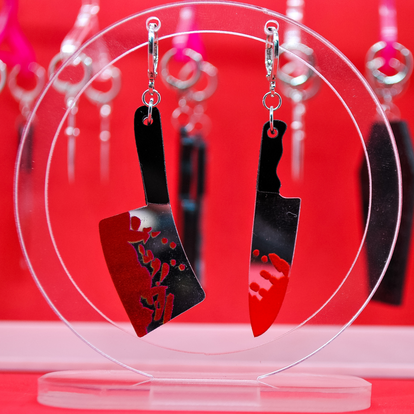 Fake Bloody Knife & Cleaver Earrings