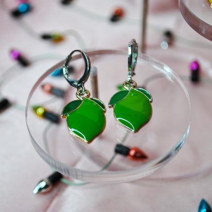 Lemon + Lime Enamel Huggie Hoop Earrings