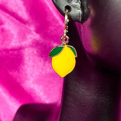 Lemon + Lime Enamel Huggie Hoop Earrings - Lxyclr Authentic
