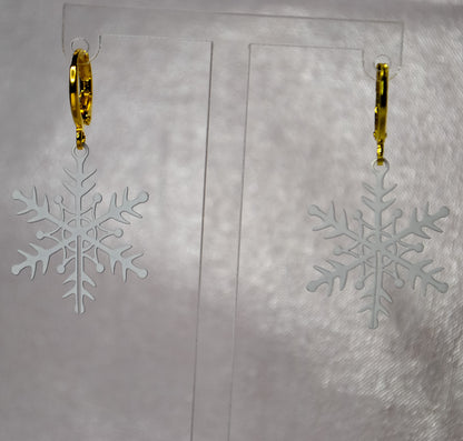 Bright Snowflake Huggie Hoop Earrings