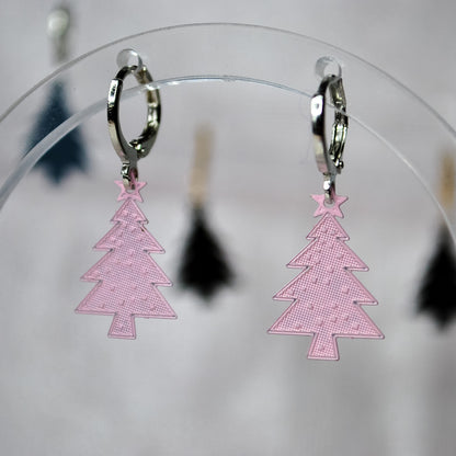 Bright Christmas Tree Huggie Hoop Earrings