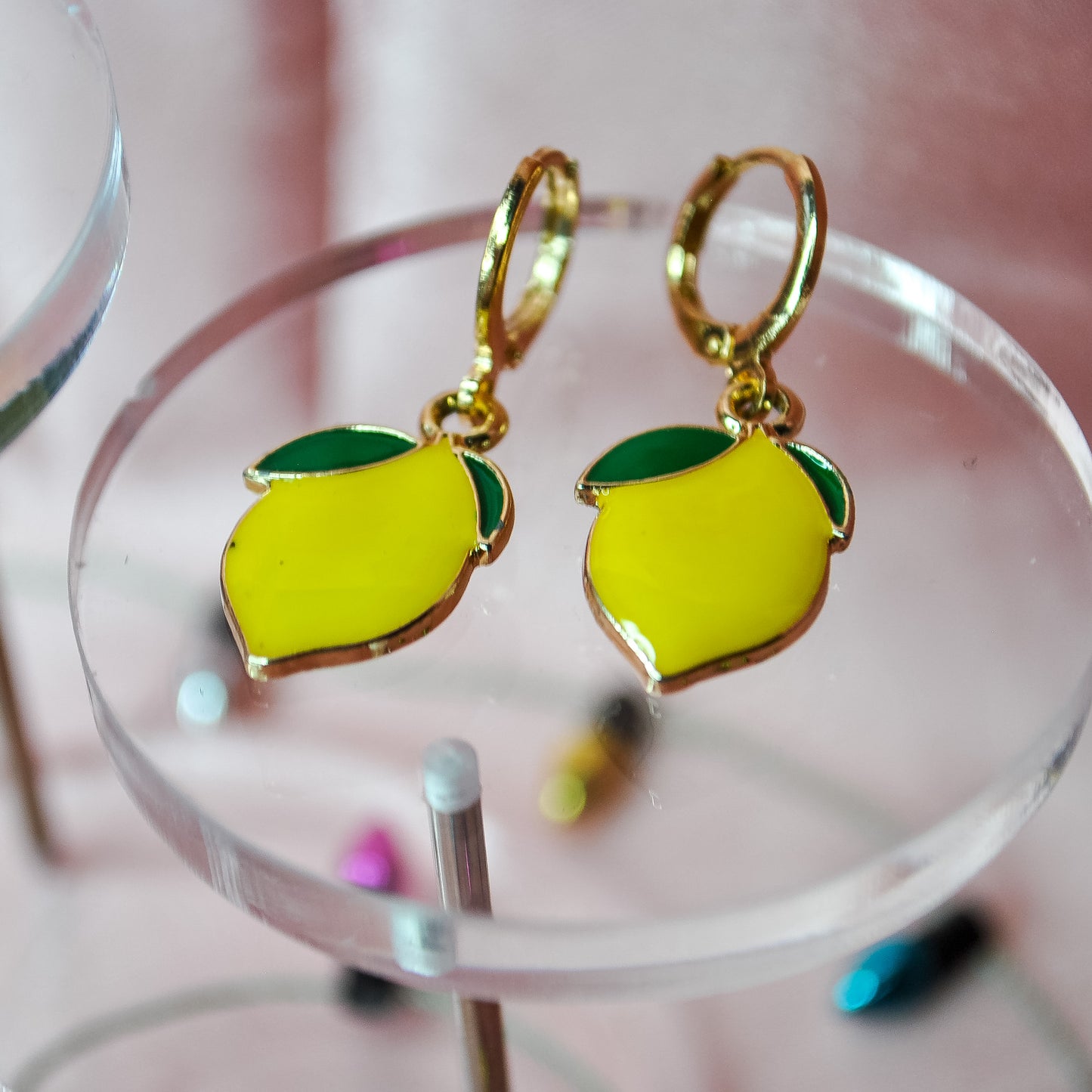 Lemon + Lime Enamel Huggie Hoop Earrings