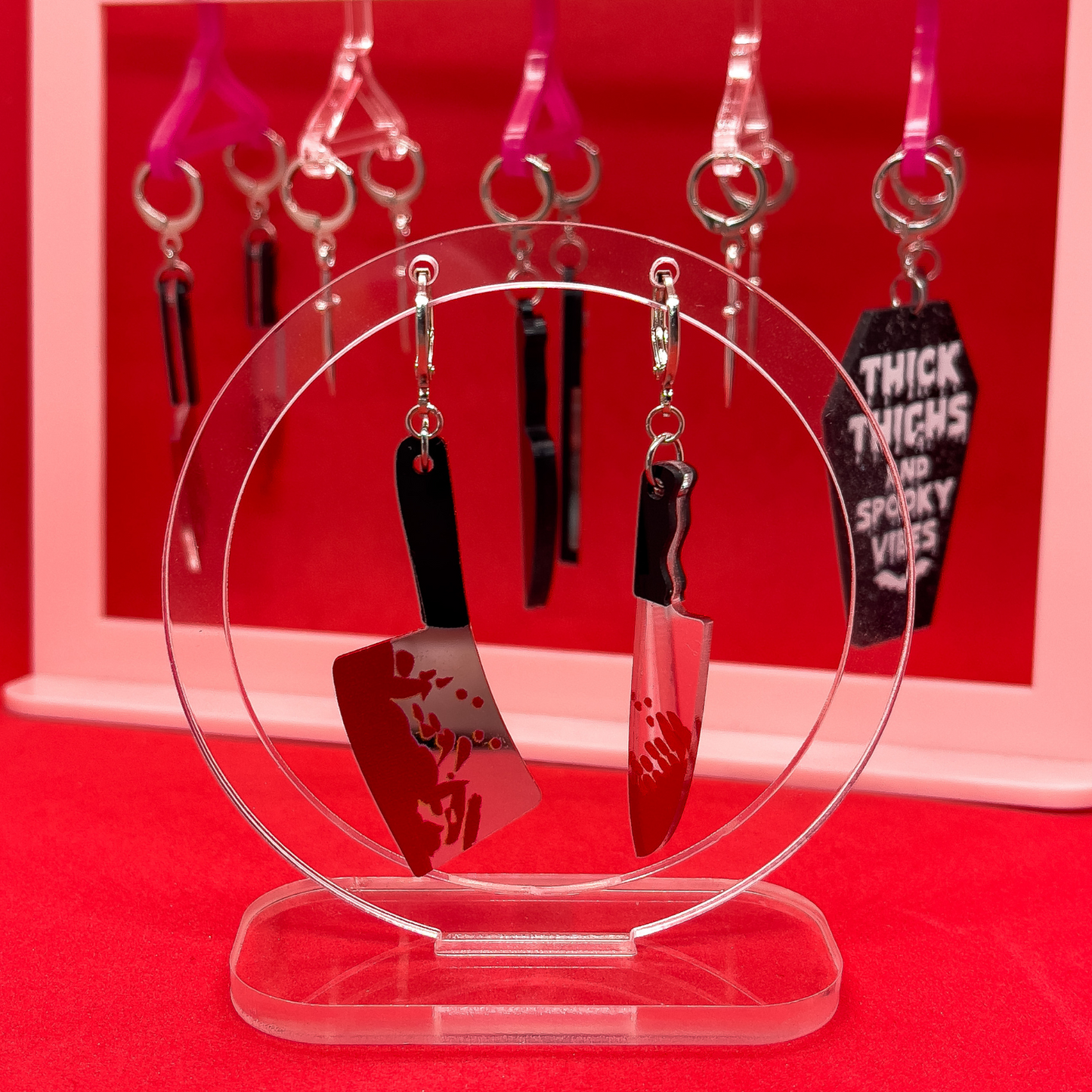 Fake Bloody Knife & Cleaver Earrings