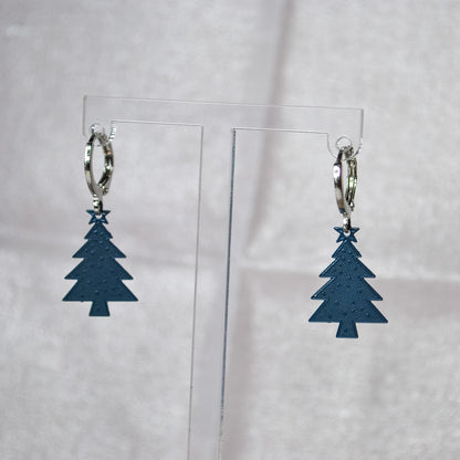 Bright Christmas Tree Huggie Hoop Earrings